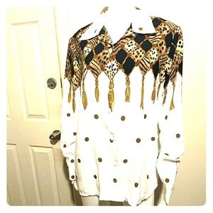 Vintage Animal Print Shirt Sz (see measurements)